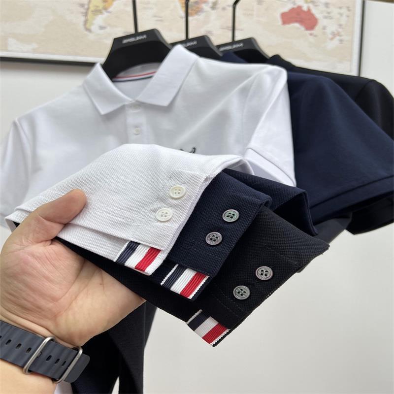 Men's Polo Shirt Summer Cotton Solid Colour Short Sleeve Top_voghion.com