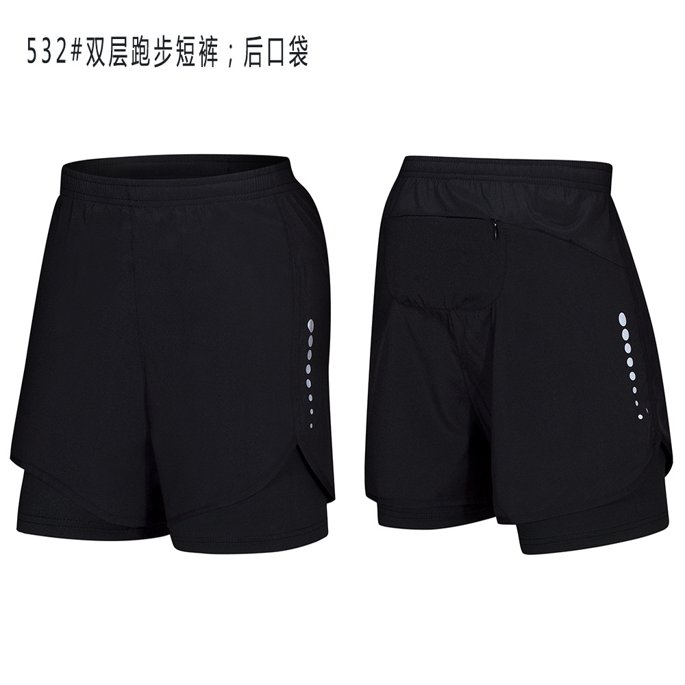 Pantalones cortos deportivos de secado rápido de verano bolsillo trasero de doble capa para hombres pantalones sueltos de talla grande para correr pantalones de entrenamiento de fitness tejidos