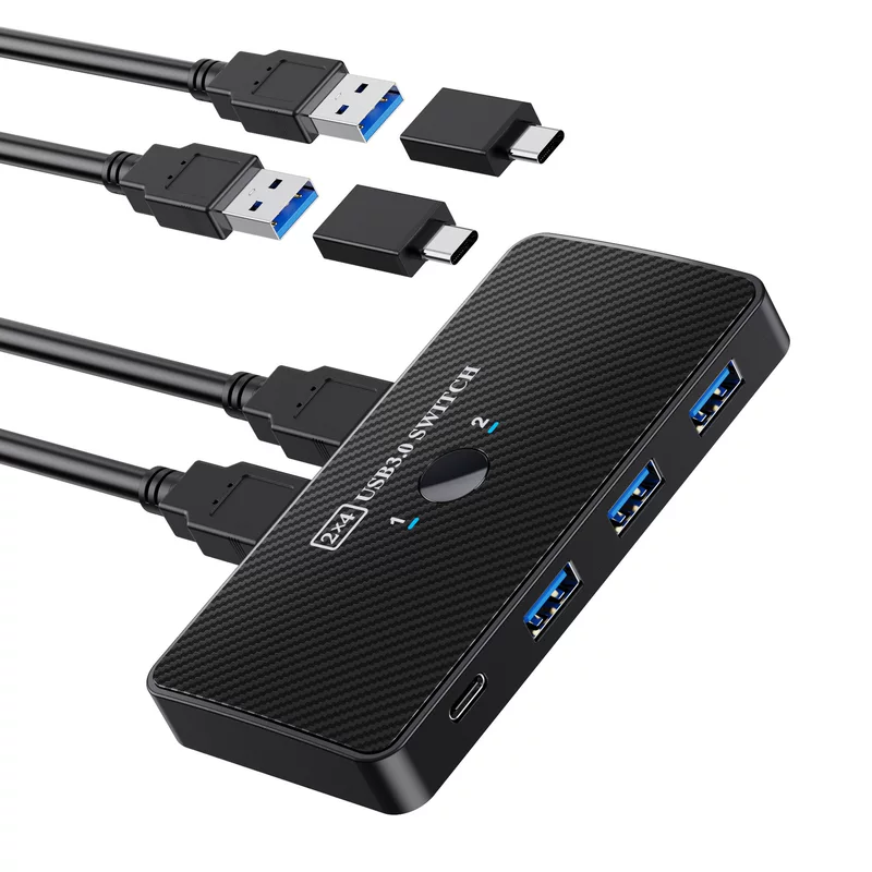 Two-way switcher two-in and four-out adapter computer docking station splitter high speed type-c