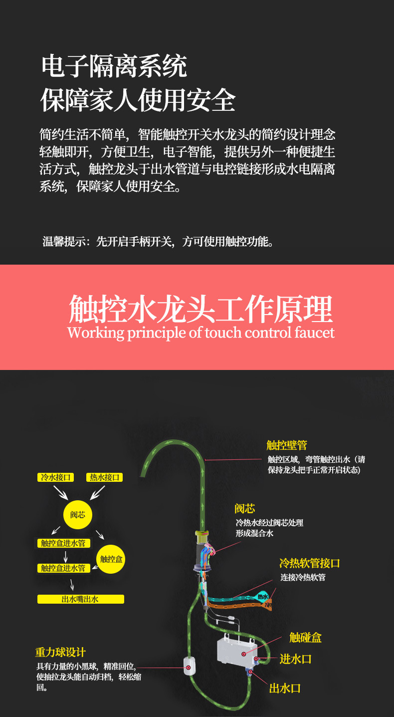 The source factory sensor touch intelligent sensing sink for washing vegetables, hot and cold kitchen, pull and touch touch faucet Application Scenario