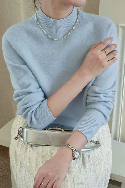 Pure water blue (half turtleneck)