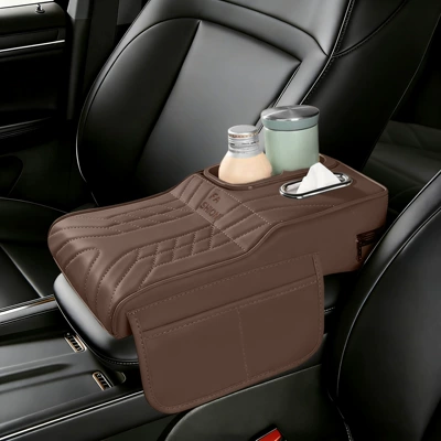 Heightening Pad, Universal Car Interior Storage: Armrest box - color-cup-mocha-brown