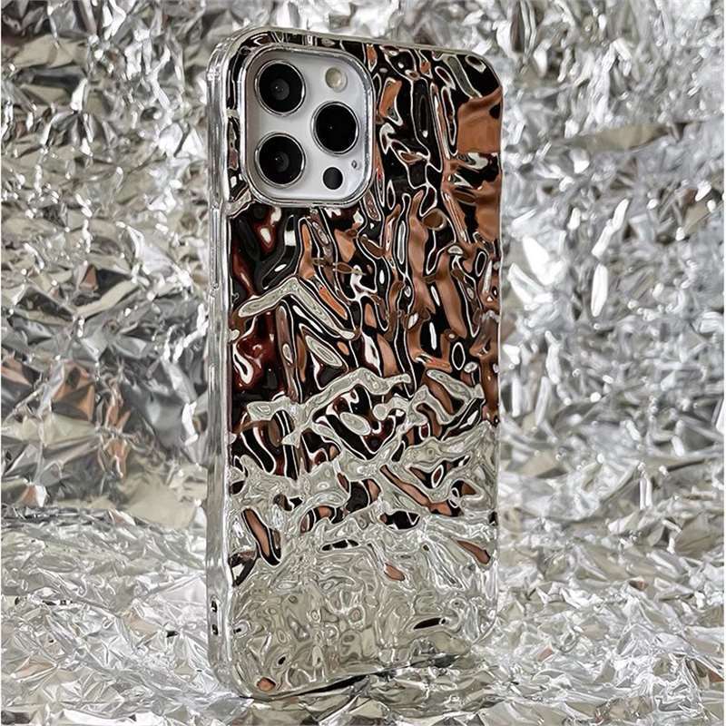 Three-Dimensional Electroplated Tin Foil Pattern Tin Foil Iphone17Pro Mobile Phone Case Suitable for Apple 16Promax Soft Case 13/14