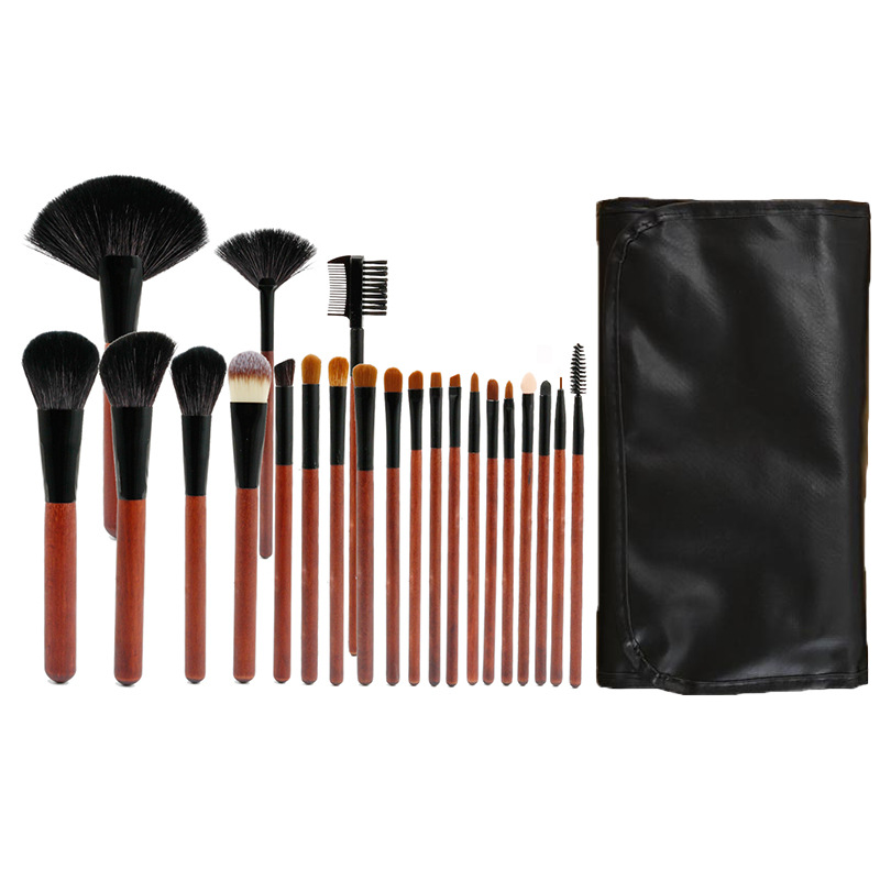 Fábrica al por mayor-blanco cremoso pinceles de maquillaje traje en forma de abanico 24 champán herramientas de maquillaje pelo sintético