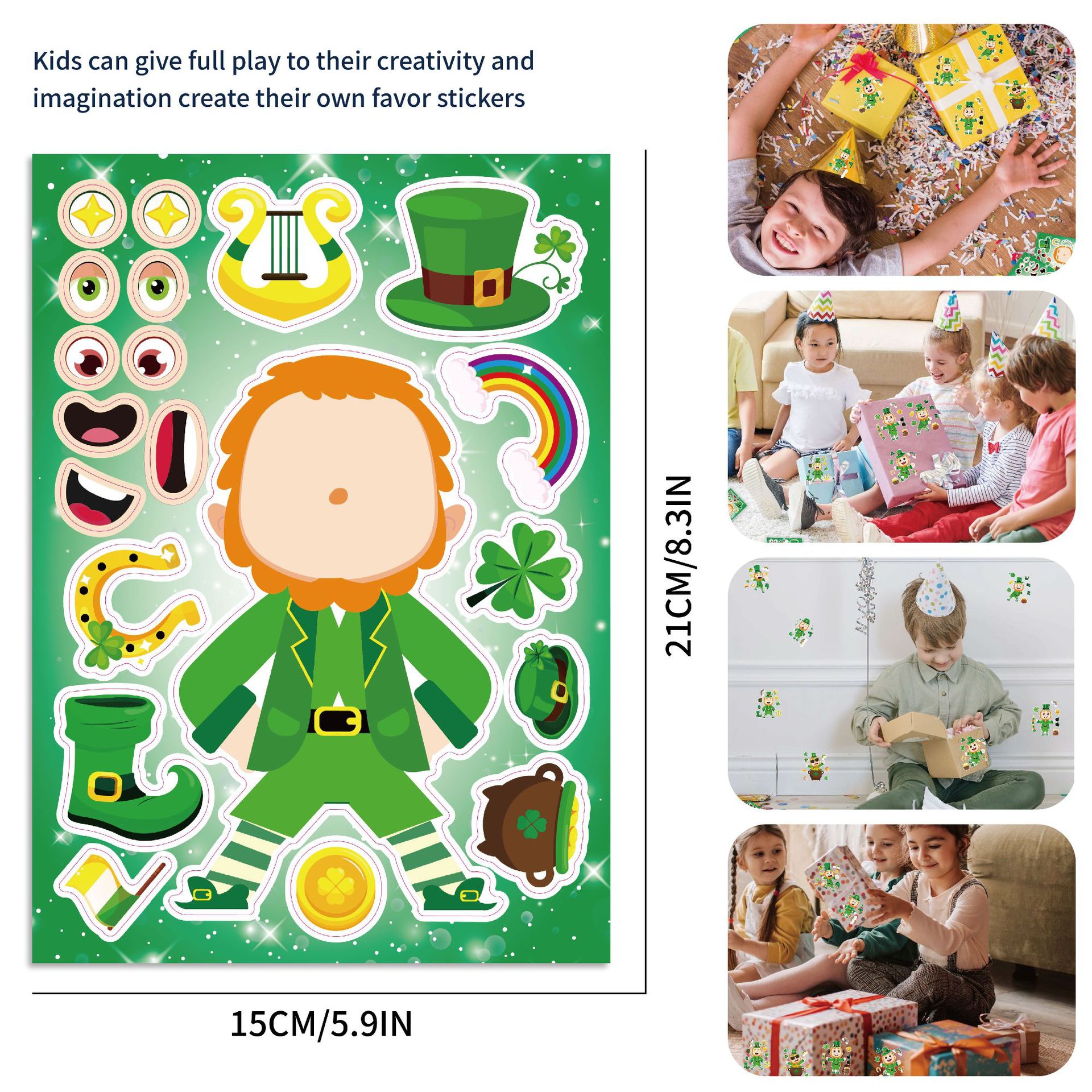 1 Set Color Block Learning School St. Patrick Pvc Cute Stickers display picture 3