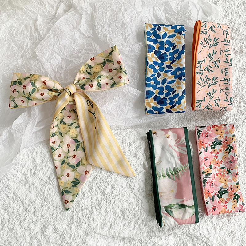 Nuevo estilo floral atado con serpentina primavera estilo fino camisa coreana bufanda de cinta decorativa temperamento de todo fósforo