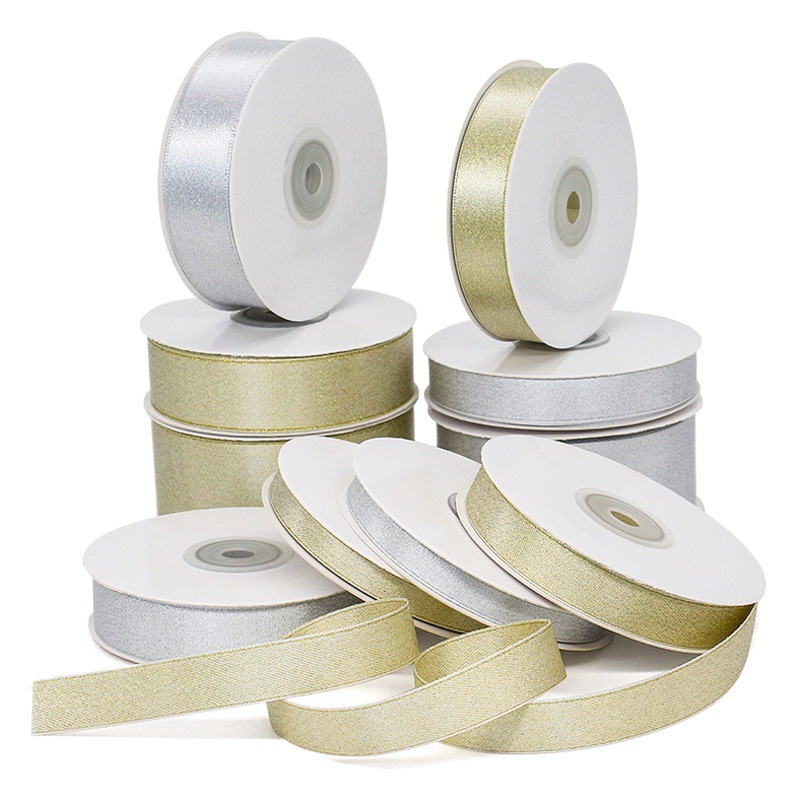 En stock cinta de oro cinta de trama de plata cinta de regalo cinta de oro y plata cinta de seda flor caja de regalo accesorios de embalaje cinta image 1