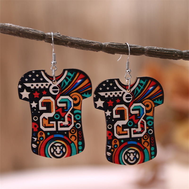 1 Pair Simple Style Geometric Cartoon Rugby Wood Ear Hook display picture 8