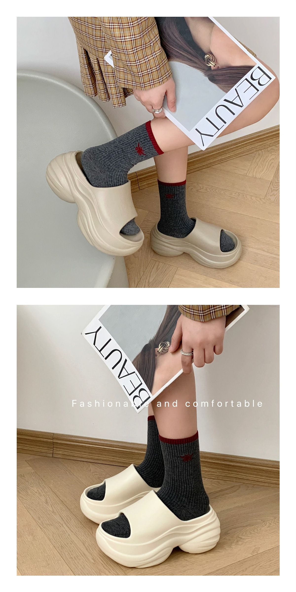 Women's Summer Slippers EVA Non-Slip Thick Soled Height Increasing Fashionable Versatile Home Wear High-End_vogvips.com