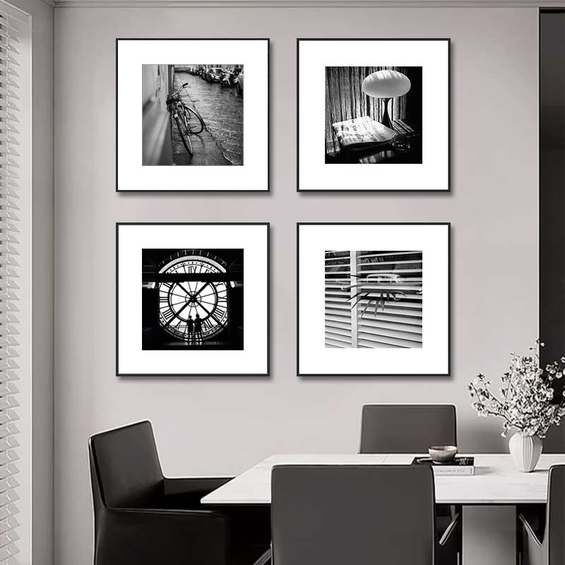 Black and white photo cardboard decorative painting living room dining room retro Jiugongge combination photography niche art hanging painting mural