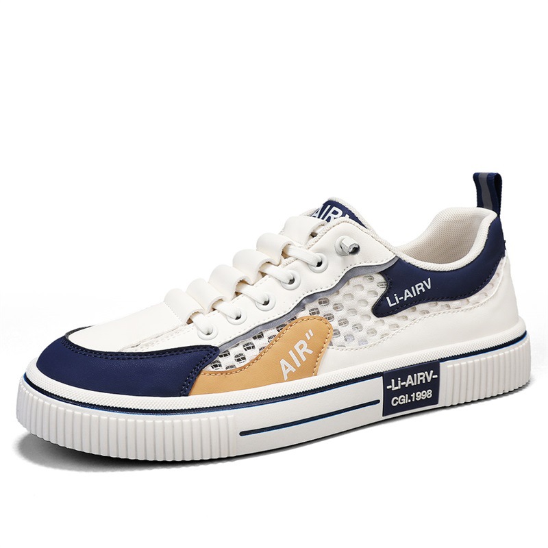 Zapatos de hombre de la estación europea, zapatos deportivos casuales transpirables de malla de transmisión en vivo de verano, zapatos de plataforma de todo fósforo de alta gama para estudiantes de moda