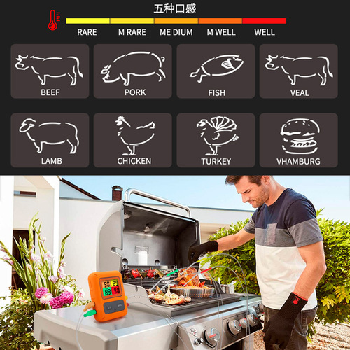 Wireless color screen multi-function electronic digital display thermometer barbecue meat food water thermometer food thermometer