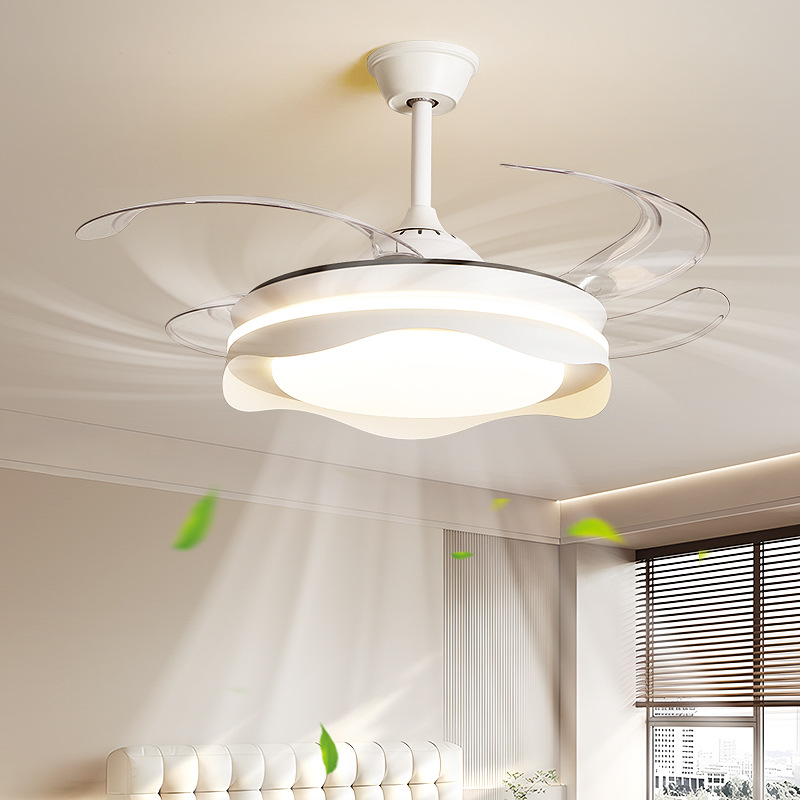 Cream-Colored Fan Light for Bedroom, Silent Full-Spectrum Minimalist Style Integrated Ceiling Fan Light, Main Light for Living Room, Zhongshan Lighting Fixtures