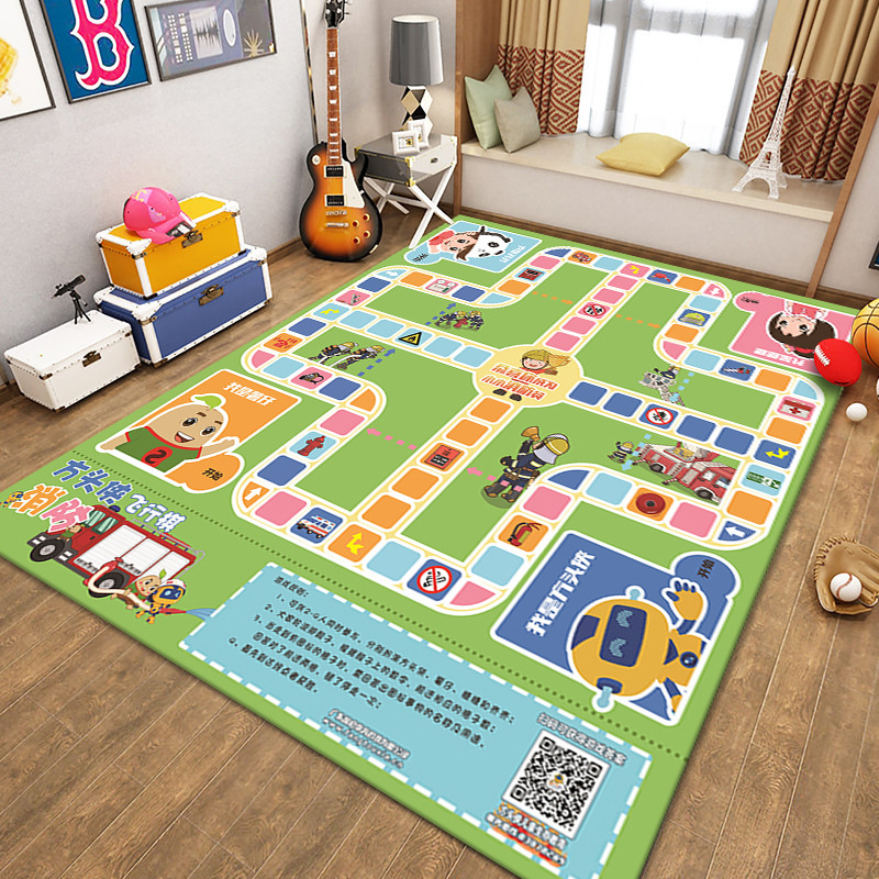 Los niños transfronterizos que se arrastran alfombra escena de tráfico de la ciudad mapa manta de juguete camino pista estacionamiento alfombra de piso