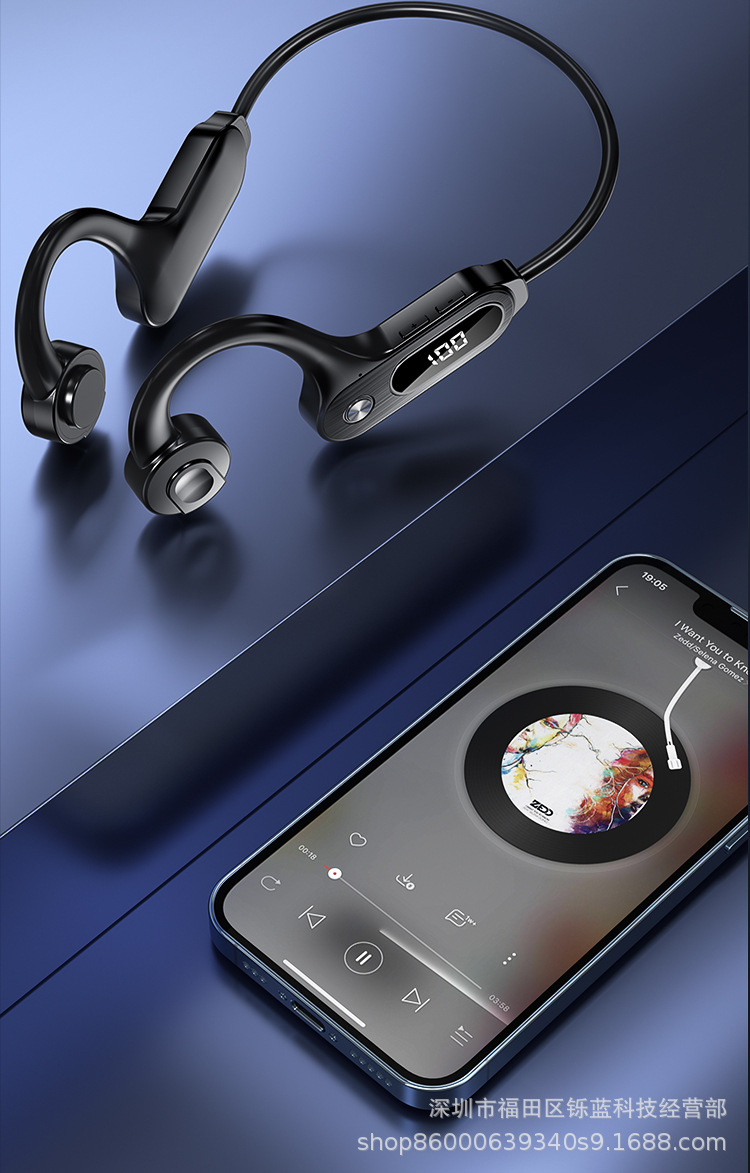 Kemik iletimli TWS kartı Bluetooth kulaklık kulak kancası ağrısız iş koşu paket servisi ile su geçirmez ve ter geçirmez evrensel