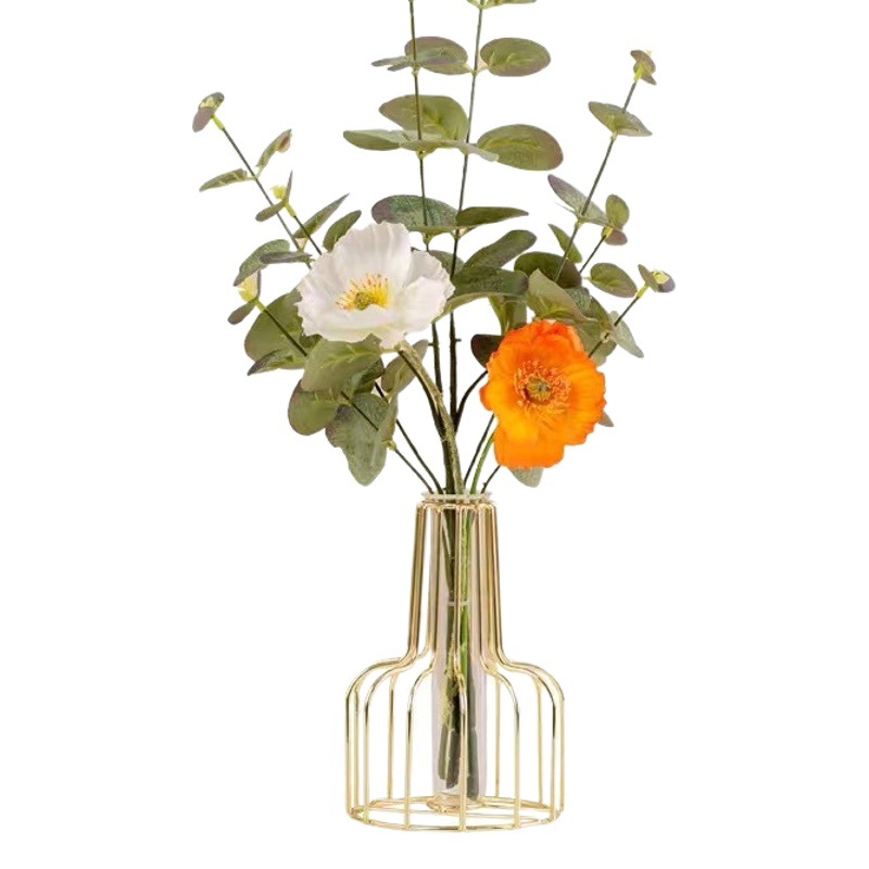 Fábrica al por mayor Nordic ins oro florero de cristal hierro flor seca hidropónico salón comedor Mesa TV gabinete decoraciones