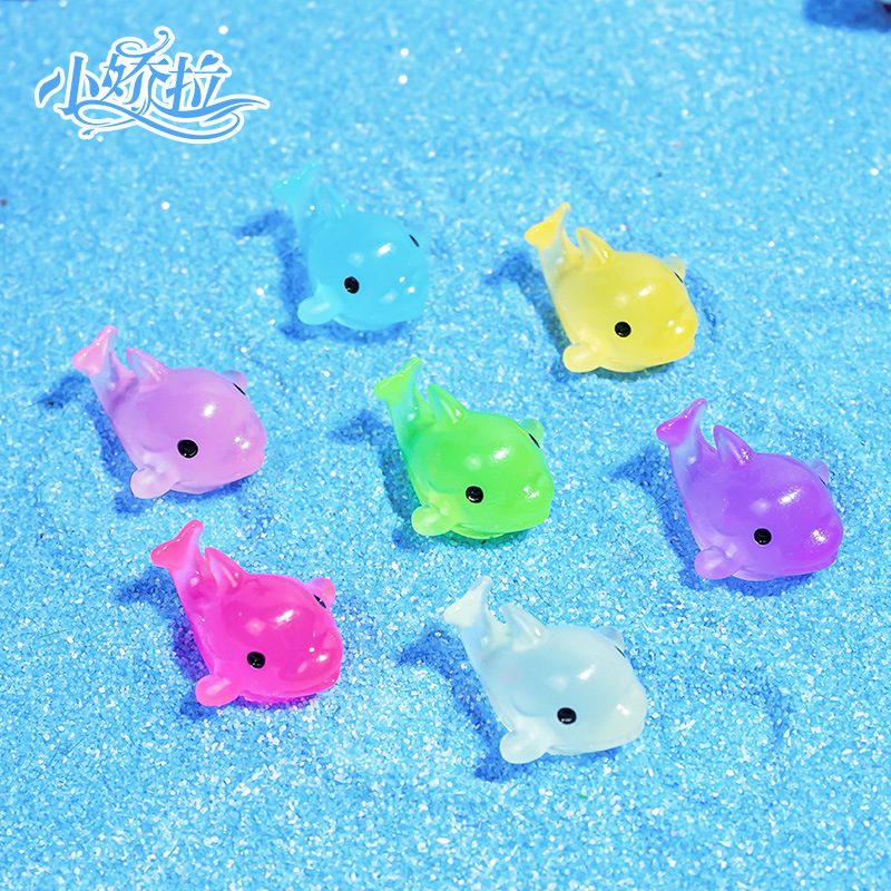 Micro paisaje creativo lindo luminoso colorido delfín acuario pecera accesorios de decoración de bricolaje mini adornos