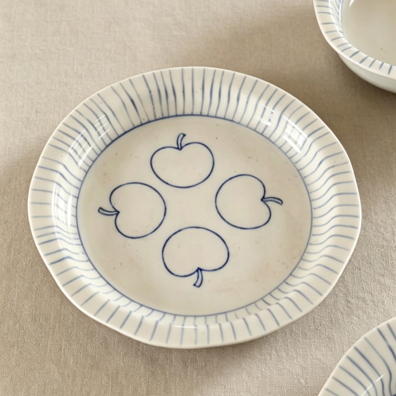 New Apple Ceramic Plate with Hand-Painted Design, Vintage Tableware Set for Home Use, Western-Style Dinner Plate, Yogurt Bowl, Flat Plate, Deep Plate New Apple Ceramic Plate with Hand-Painted Design, Vintage Tableware Set for Home Use, Western-Style Dinner Plate, Yogurt Bowl, Flat Plate, Deep Plate