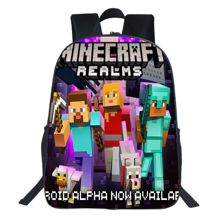Кроссborder Minecraft рюкзак с принтом из блоков для школьников начальной и средней школы, 17-дюймовый рюкзак