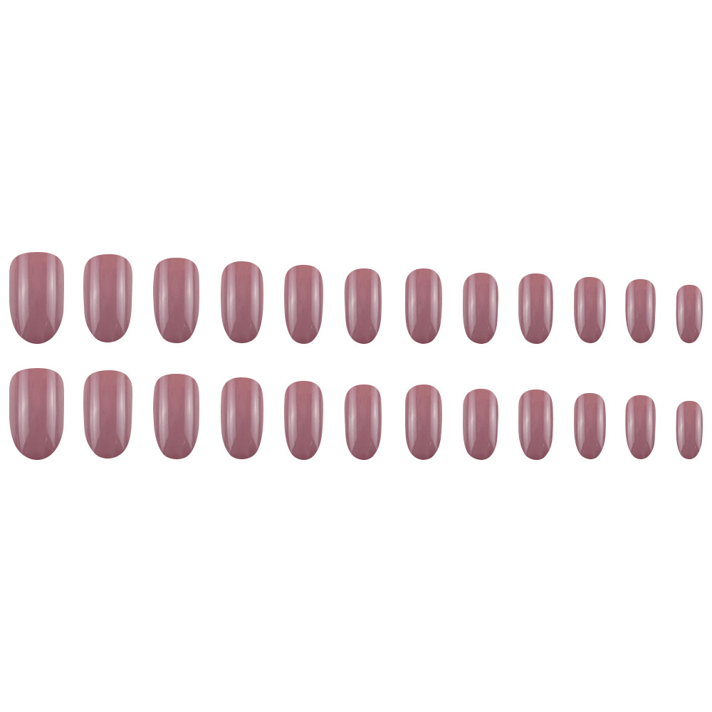 Ventas transfronterizas calientes sólidas de frijol, uñas ovales suaves y elegantes, estilo diario de usar uñas 24 piezas de parche de uñas terminado