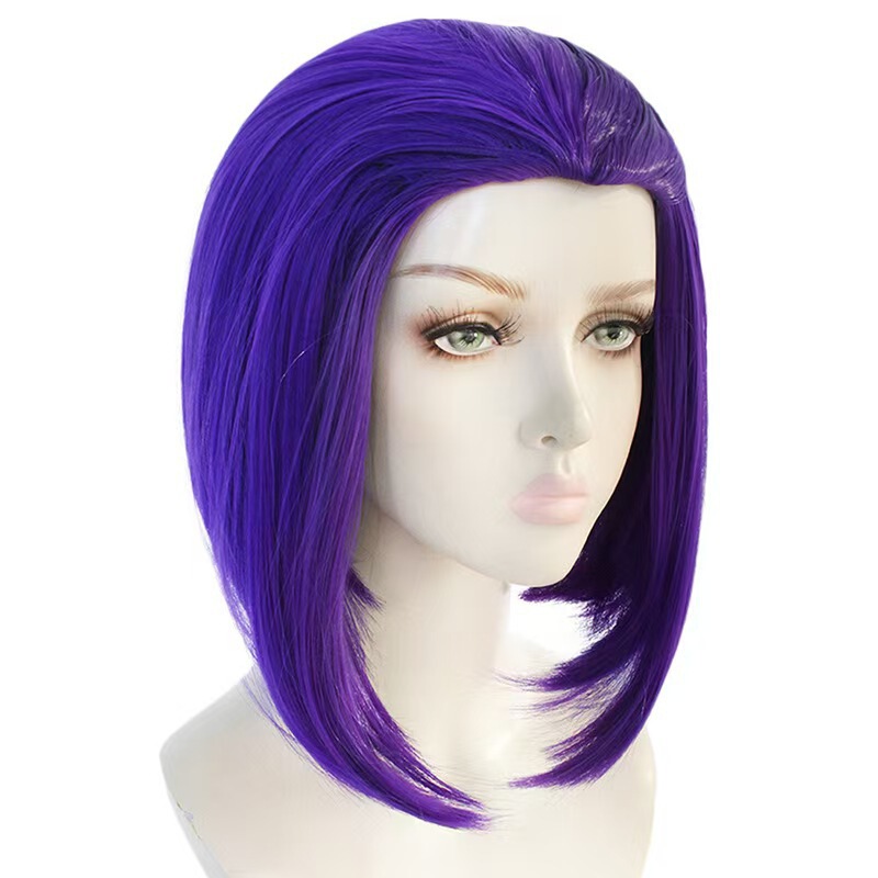 Crow Raven, Rachel Rosan Anime X-Men Wig Curly Beauty Pointed Purple Short Hair Anime Style