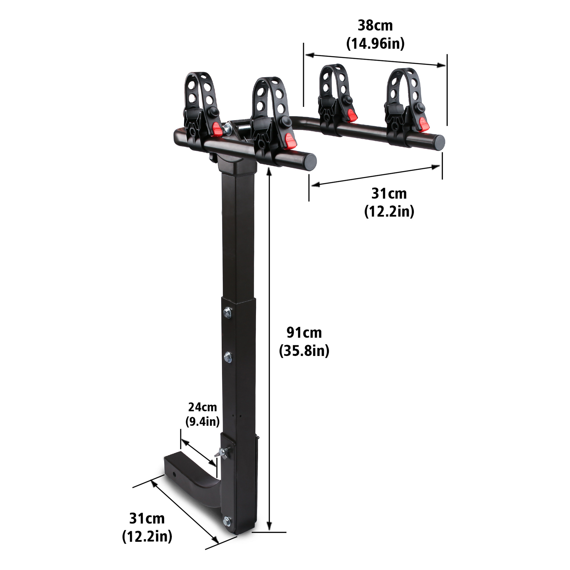 Car-Mounted Bicycle Rack, Two-Bike Rack, Reinforced Version, Regular Version, Adjustable Rear Suspension Rack for Vehicles