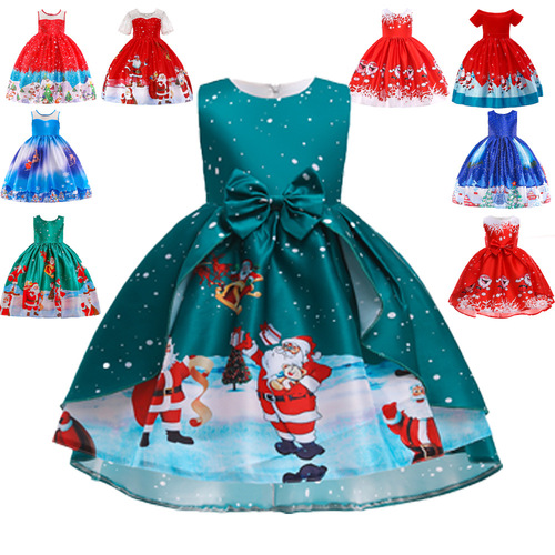 Girl Christmas Dress Party Costume Children Cos Santa Claus Performance Dress Princess Dress