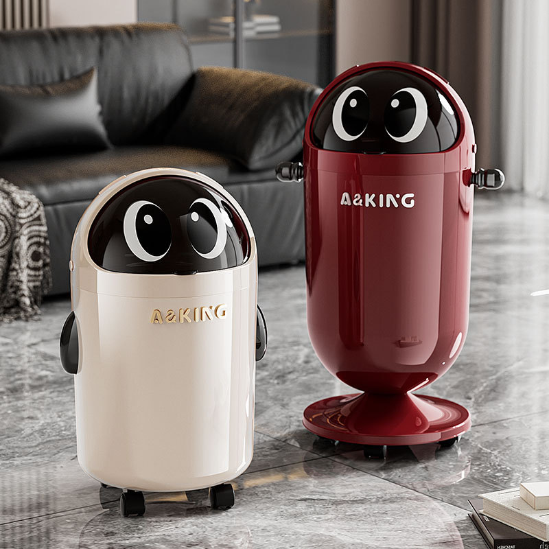 Fuente de fabricación de contenedores de basura de tapa invertida nuevos contenedores de basura domésticos de alta capacidad de doble barril con rodas sanitarias con cesta de papel alta