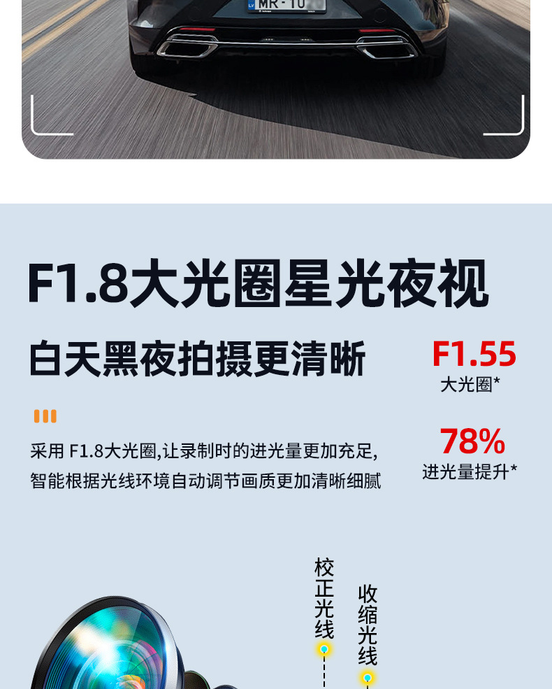 Y HD 4K Dash Cam with front and rear dual recording, mobile app connectivity, 3inch IPS screen, loop recording, car equipment