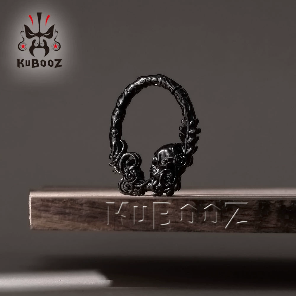 Серьги-кольца зк Stainless steel, череп и флористическая лоза дизайн, диаметр 5 мм