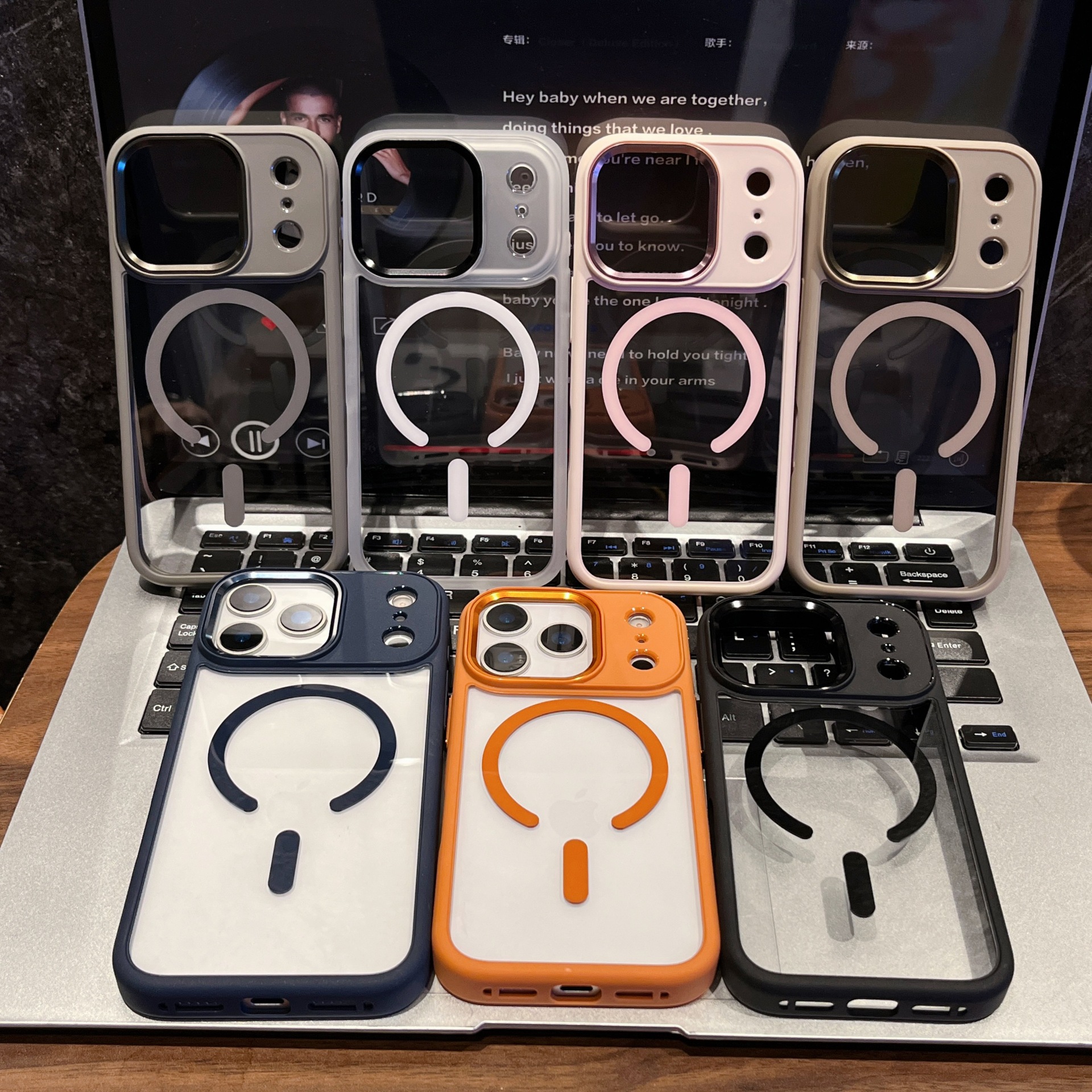 Aplicable a Apple 15 escudo de oro succión móvil transparente para mujeres iPhone17PROMAX
