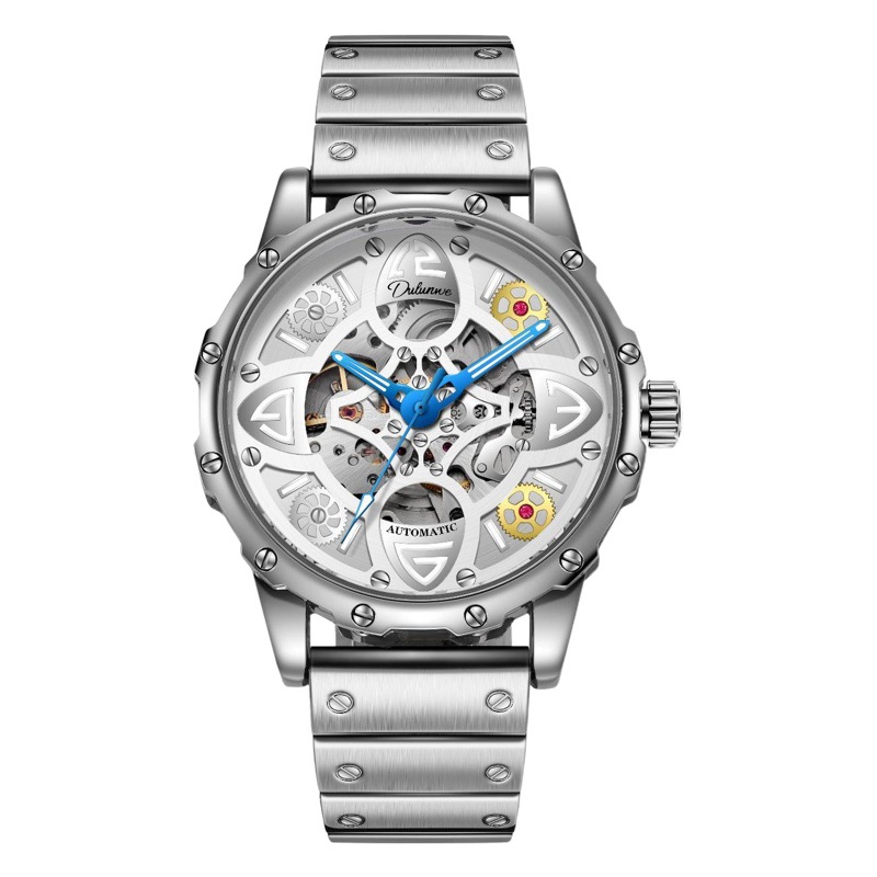 Reloj mecánico automático genuino Glacier Landitongna Acero inoxidable Cinturón de acero sólido Reloj multifuncional con hebilla original para hombre
