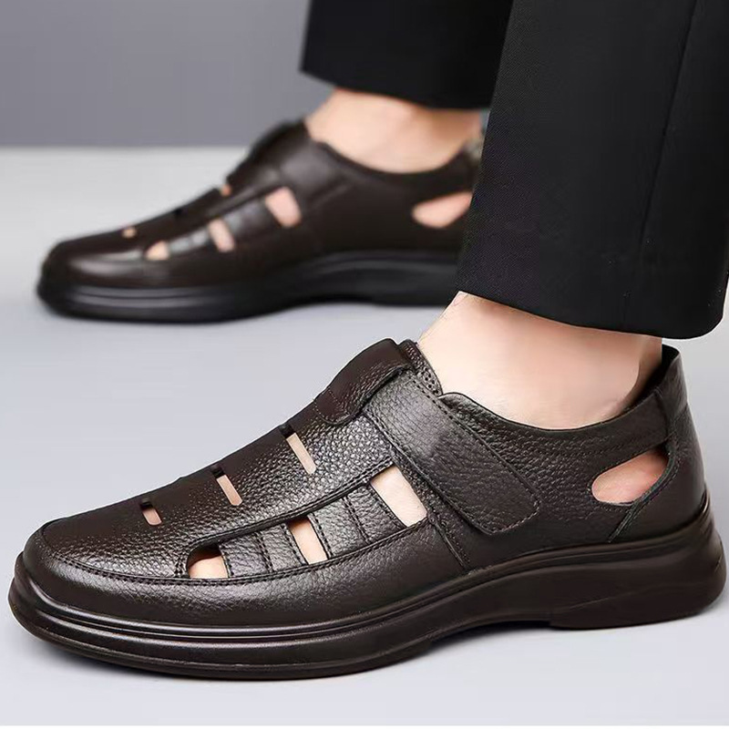 Sandals, Leather Sandals, Closed-Toe Perforated Shoes, Men's Non-Slip Casual Breathable Dad Shoes, Hollow-Out Summer Men's Shoes, Summer Sandals, Leather Sandals, Closed-Toe Perforated Shoes, Men's Non-Slip Casual Breathable Dad Shoes, Hollow-Out Summer Men's Shoes, Summer