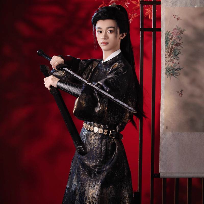 Authentic Traditional Hanfu Men's Tang-Style Round-Neck Robe with Gold Weaving Craftsmanship, New 2026 Spring/Autumn Model, Ethereal Ancient Style Costume Authentic Traditional Hanfu Men's Tang-Style Round-Neck Robe with Gold Weaving Craftsmanship, New 2026 Spring/Autumn Model, Ethereal Ancient Style Costume