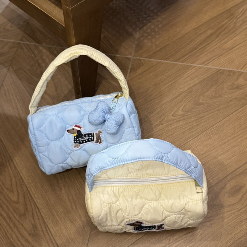 加棉腊肠小狗手提化妆包ins便携大容量洗漱收纳蓝色黄色无|undefined
