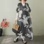 旅游夏季v领复古长裙