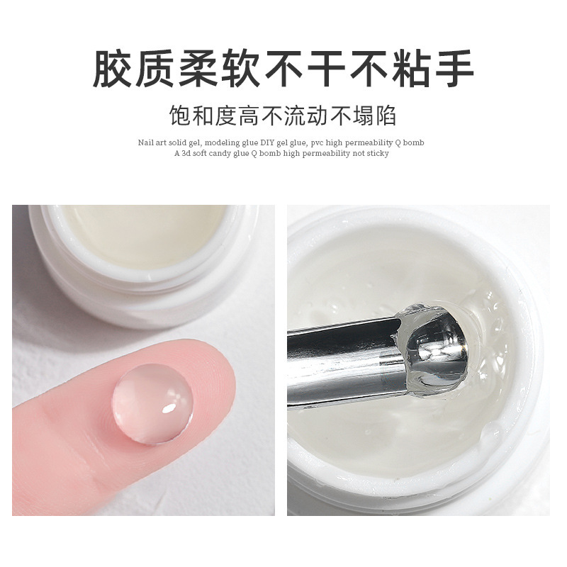 Fábrica de gel de estado sólido tridimensional 5D fondant en relieve flor PVC manicura elástica caramelo transparente fototerapia gel esmalte de uñas