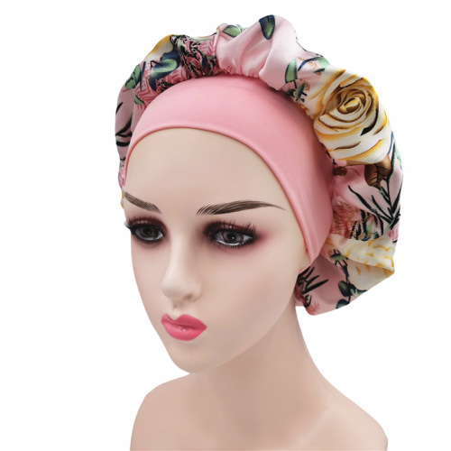 Large Print Headband Sleep Hat Bohemian Style Head Scarf Chiffon Bath Hat Beauty Hair Makeup Hat