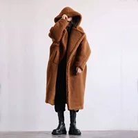 Осенние и зимние повседневные имитационные меховые куртки женские пальто среднего и длинного европейского и американского с капюшоном