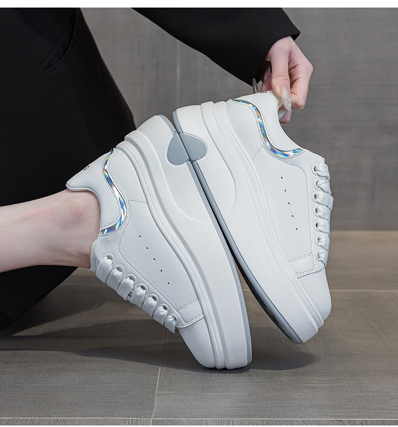 Giày sneaker nữ đế dày thời trang mùa xuân 2026 thiết kế cá tính tăng chiều cao — M2708 màu xám, M2708 màu đỏ, M2708 màu đen chi tiết 18
