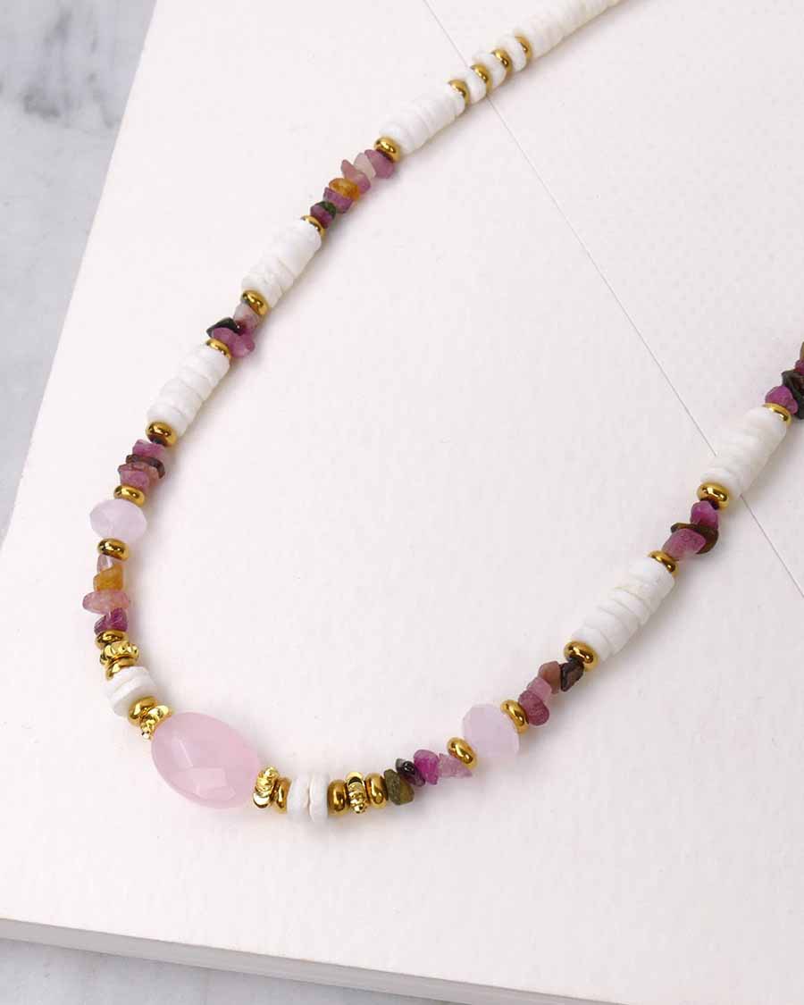 IG Style Elegant Geometric 304 Stainless Steel Natural Stone Necklace In Bulk display picture 2