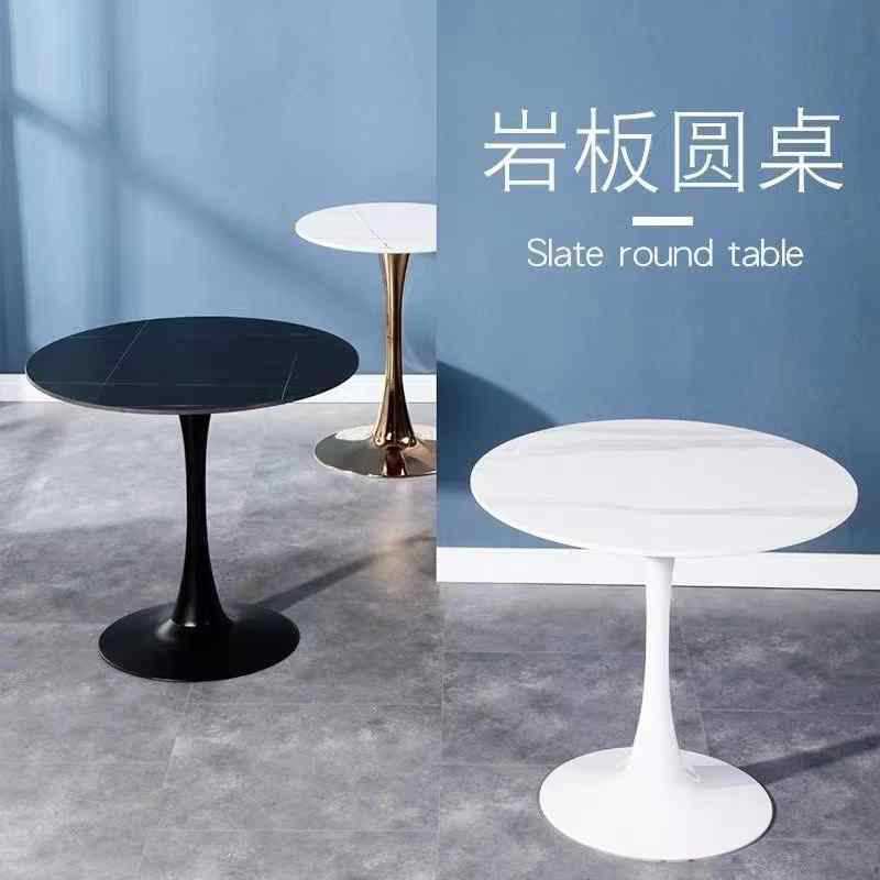 Light Luxury Slate Small Round Table, Small Apartment Dining Table, Tulip-Style Home Table, Balcony Bedroom Round Side Table Dining Table Light Luxury Slate Small Round Table, Small Apartment Dining Table, Tulip-Style Home Table, Balcony Bedroom Round Side Table Dining Table