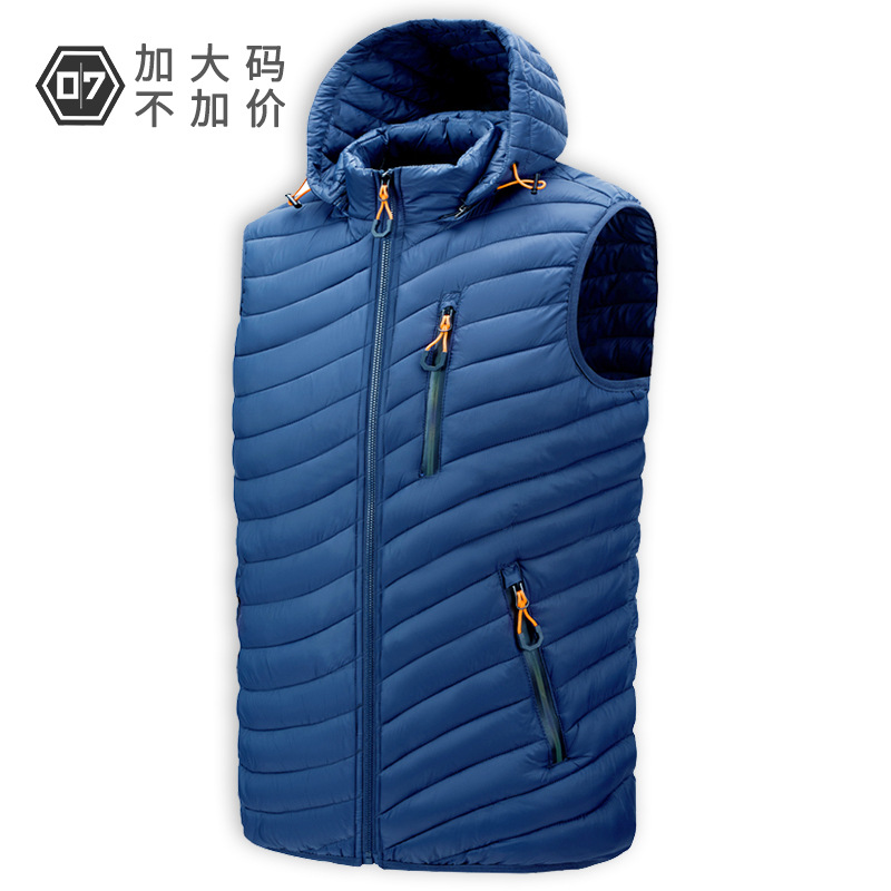 Autumn/Winter Fleece Jacket with Zippered Pockets and Hood, In Stock, Casual Lightweight Cotton-padded Jacket for Men, Cross-border E-commerce, Dropshipping Available