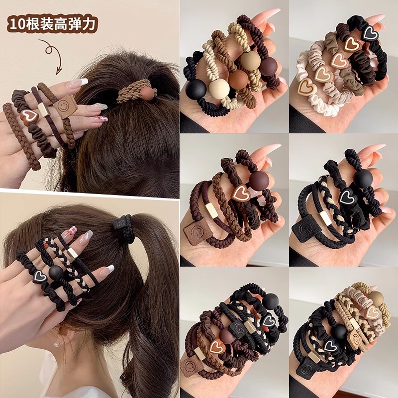 2025 nuevo estilo cuerda para la cabeza niña banda de goma de gama alta cuerda para atar el cabello temperamento de alta gama lazo para el cabello funda de cuero simple tocado