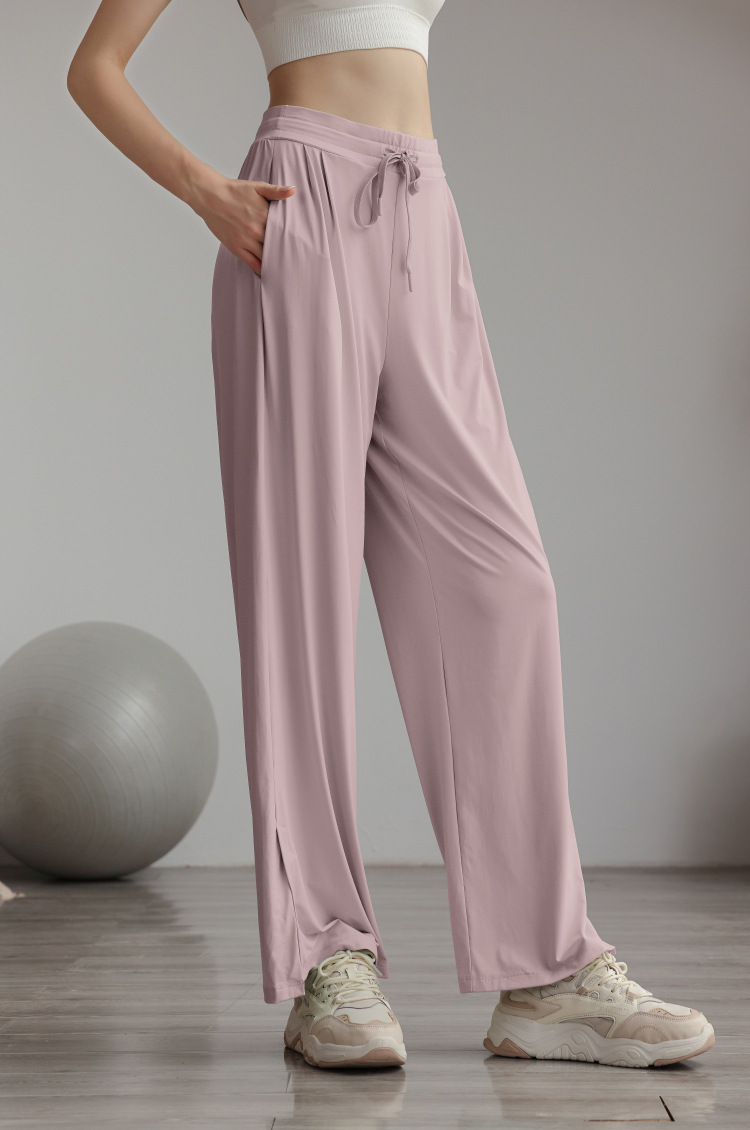 Cool pants, sun protection pants, women's UV protection, ice silk drape, wide legs, casual, breathable, split open,_voghion.com