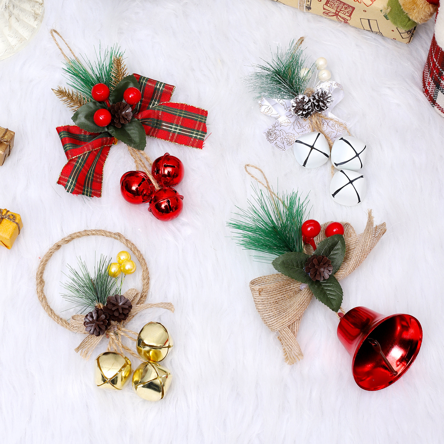 New Christmas bells, Christmas tree ornaments, DIY mall Christmas tree decorations, bow and bell decorations wholesale
