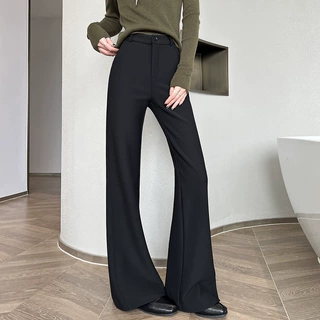 黑色西装微喇裤女2026新款高腰垂感高个子不贴腿弹力窄版喇叭裤子