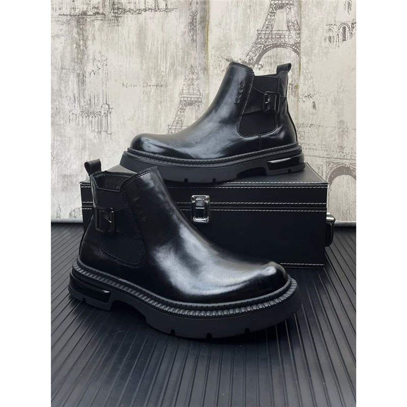 Осенние и зимние новые мужские британские ветры с острыми короткими наконечными ботинками Челси сапоги на открытом воздухе