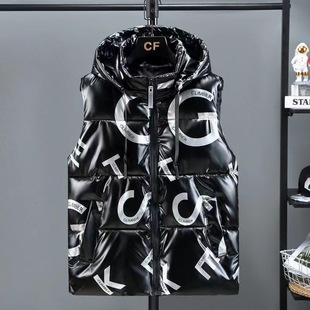 Foreign trade hot-selling down cotton vest men's autumn and winter waistcoat padded warm vest trend bright face lovers vest
