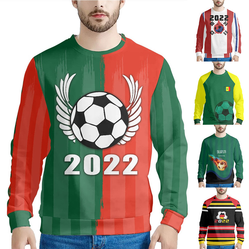 2022 World Cup Team-Themed Print Uruguay, Germany, Morocco Long-Sleeved Pullover Sweatshirt 2022 World Cup Team-Themed Print Uruguay, Germany, Morocco Long-Sleeved Pullover Sweatshirt
